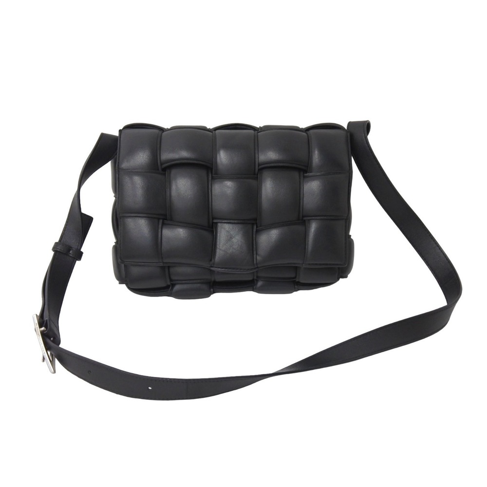 BOTTEGA VENETA Padded Cassette Intrecciato Shoulder Bag Black